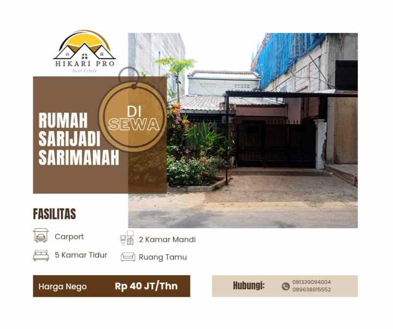 sewa rumah di sarijadi sarimanah