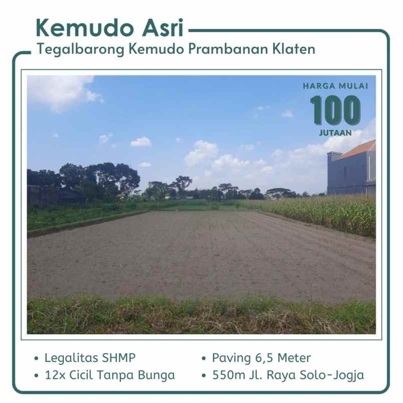 tanah dijual di kemudo klaten 400m puskesmas prambanan