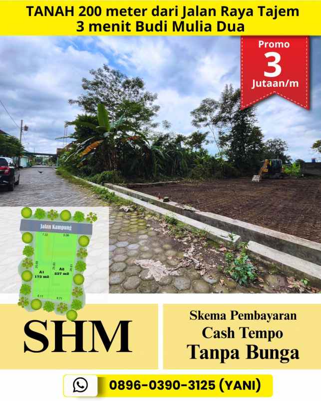 tanah murah dekat budi mulia dua jalan raya tajem