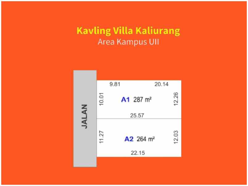 tanah villa kaliurang km 12 bentuk bidang kotak shm p