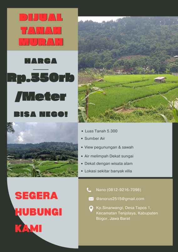 tanaha sawah dengan view pegunungan dan persawahan