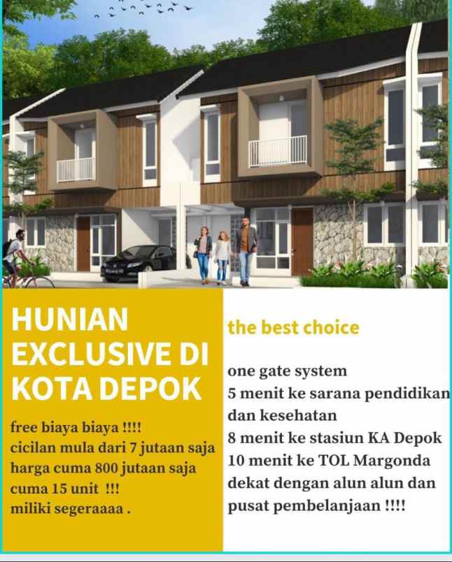 cluster milimalis 800 jt an di jln rri sukmajaya depok