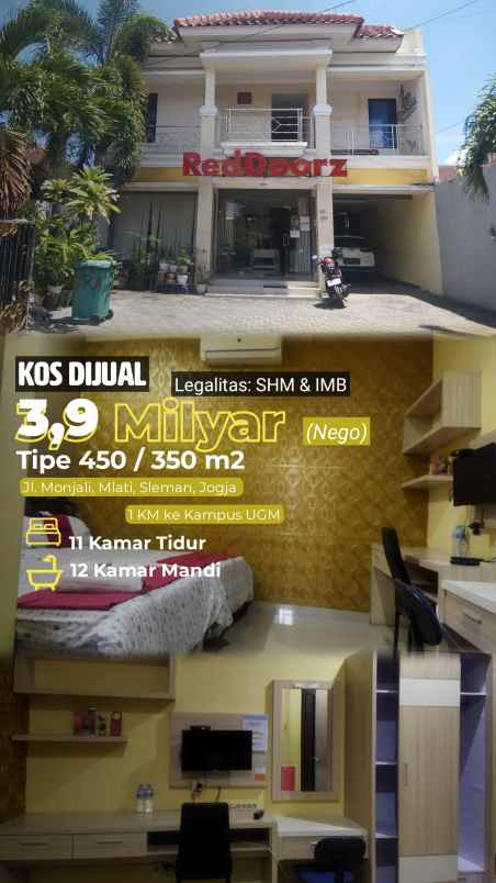 cuma 1 km ke kampus ugm kos full furnished dijual