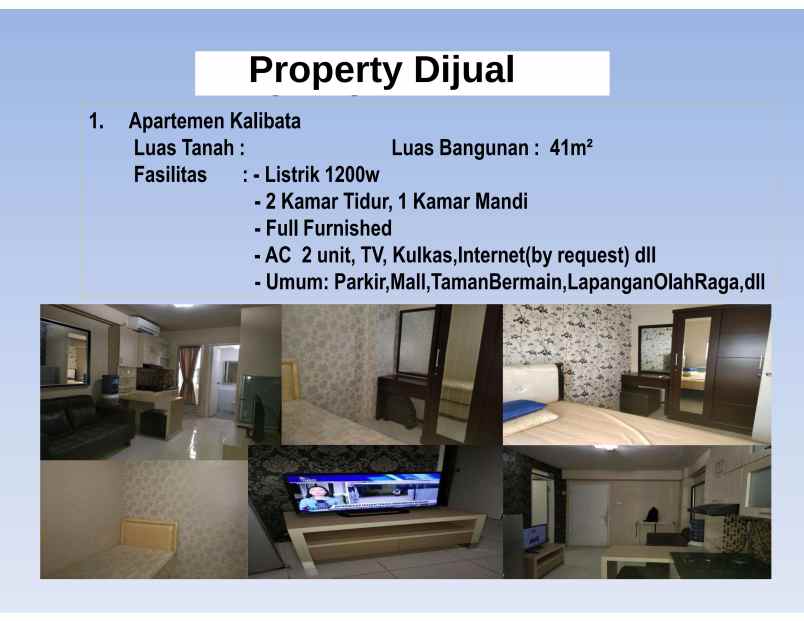 dijual 1 unit apartemen kalibata