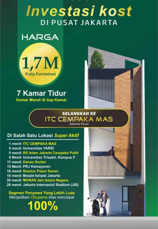 dijual kost cempaka mas