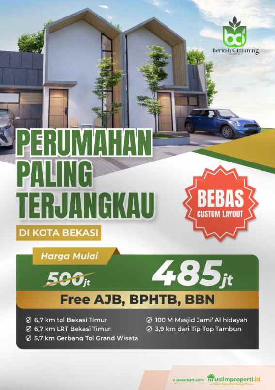 dijual kost cimuning mustika jaya kota