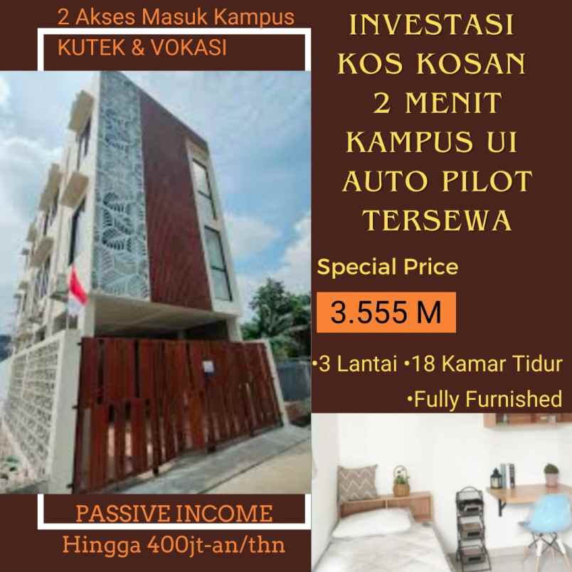 dijual kost kukusan depok