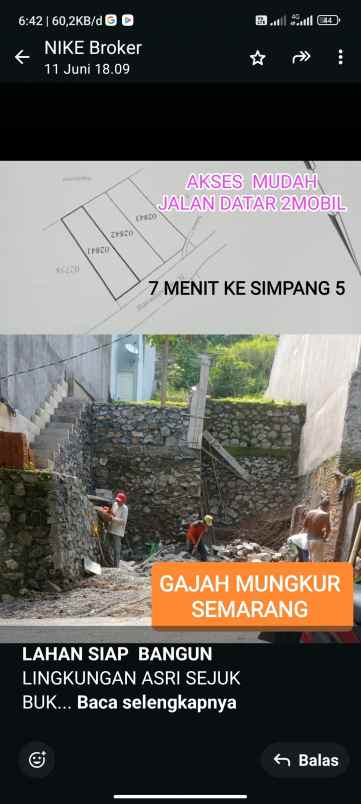 dijual lahan siap bangun di stonen sampangan semarang