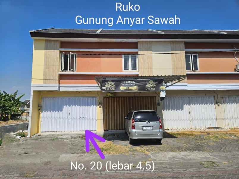 dijual ruko gudang kantor jalan gunung anyar sawah