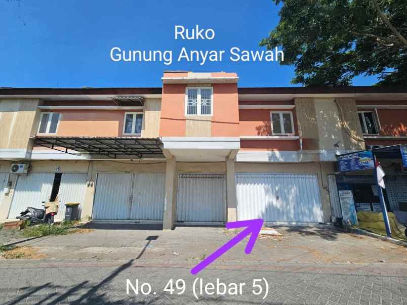 dijual ruko gudang kantor jalan gunung anyar sawah