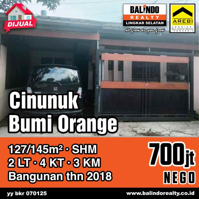 dijual rumah 2 lantai siap huni di komplek bumi orange