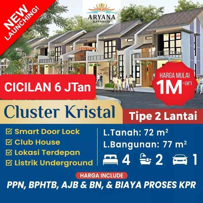 dijual rumah cluster kristal aryana