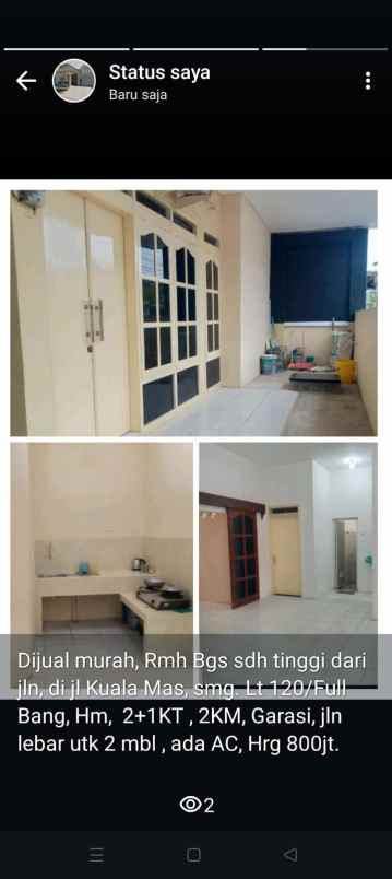 dijual rumah di jl kuala mas tanah mas semarang