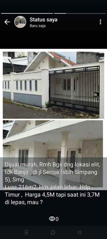 dijual rumah di jl seroja semteng semarang