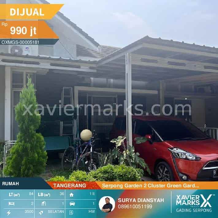 dijual rumah di serpong garden 2 cluster green garden