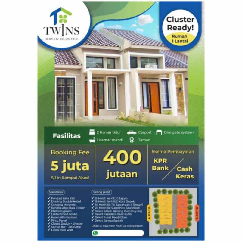 dijual rumah jalan jinjing pasir putih