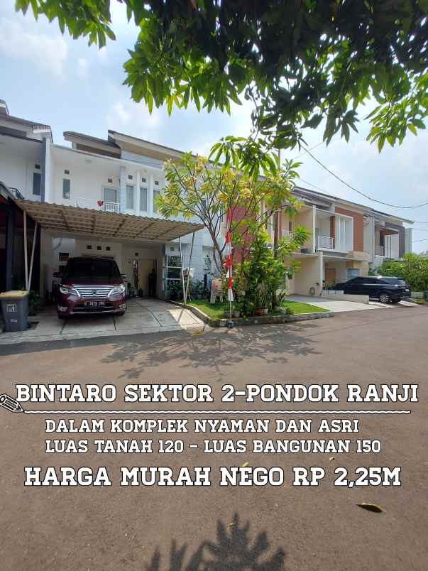 dijual rumah jalan raya bintaro sektor