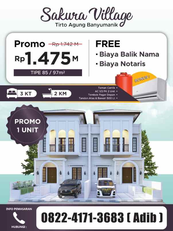 dijual rumah jalan taman tirta agung