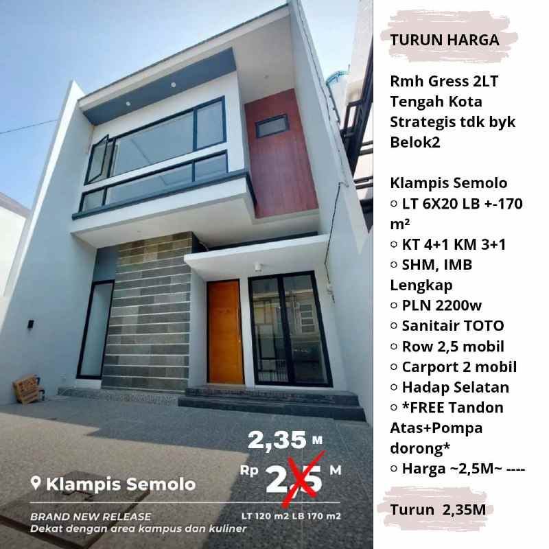 dijual rumah klampis semolo tengah