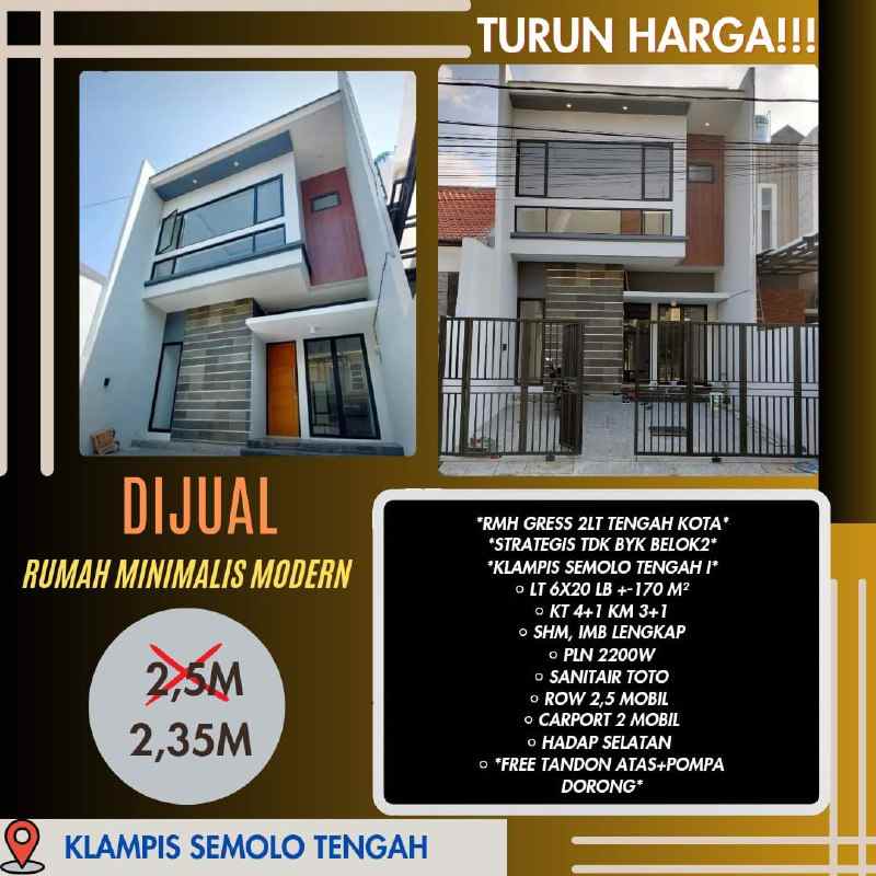 dijual rumah klampis semolo tengah