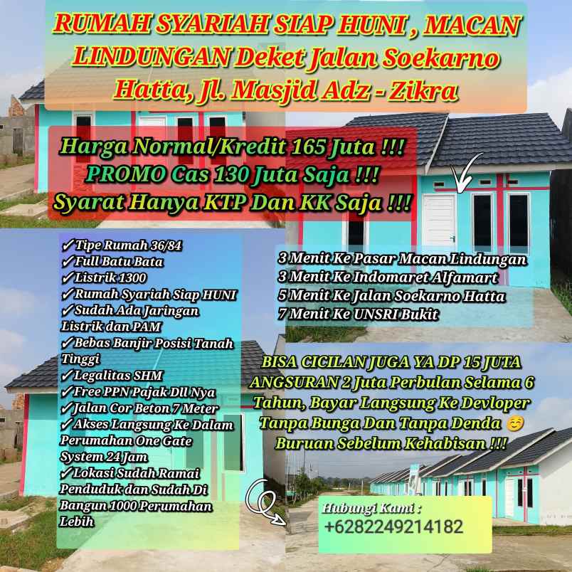 dijual rumah macan lindungan jl masjid