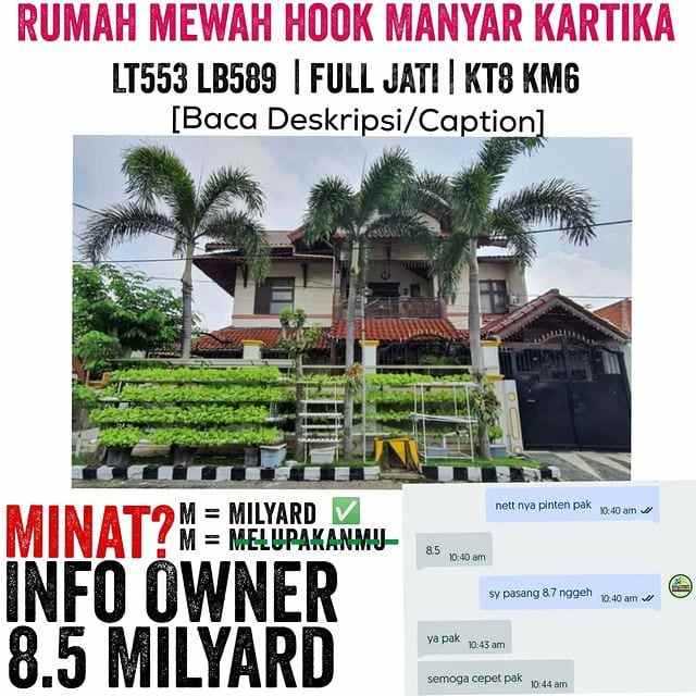 dijual rumah manyar kartika