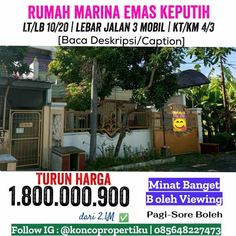 dijual rumah marina emas keputih