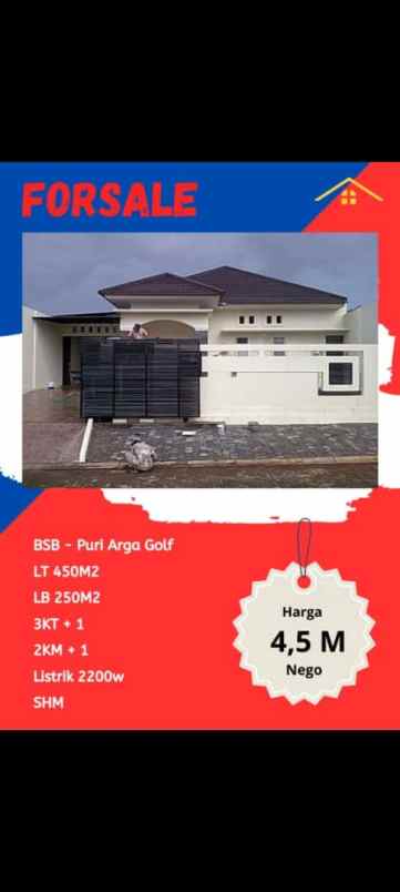 dijual rumah mewah di puri argha golf bsb semarang