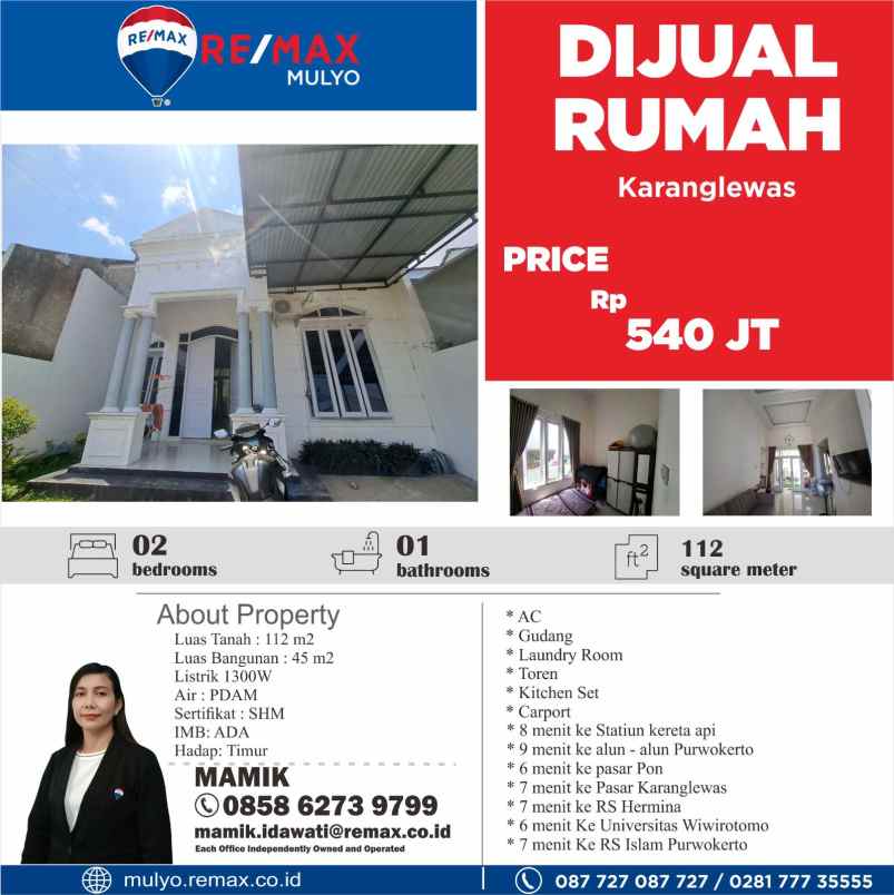 dijual rumah minimalis purwokerto barat