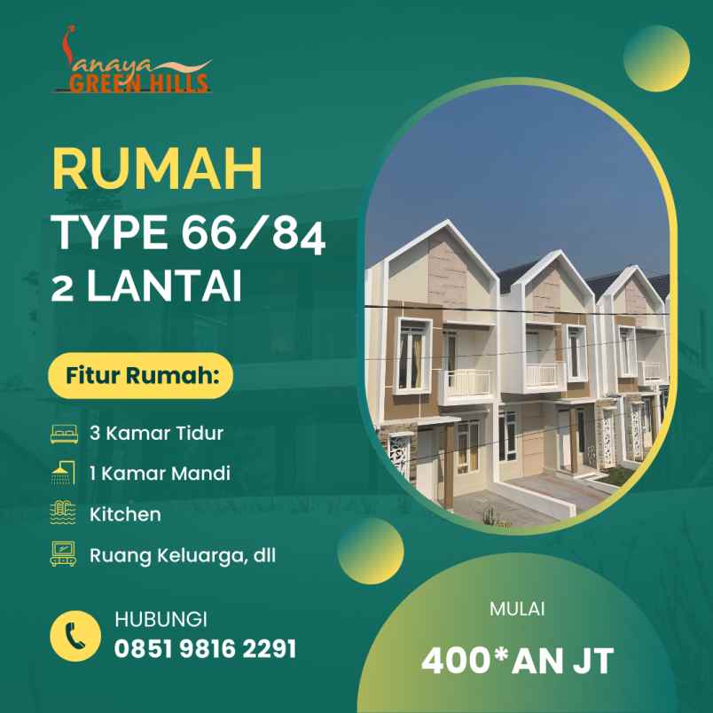 dijual rumah ruko sanaya green hills ji