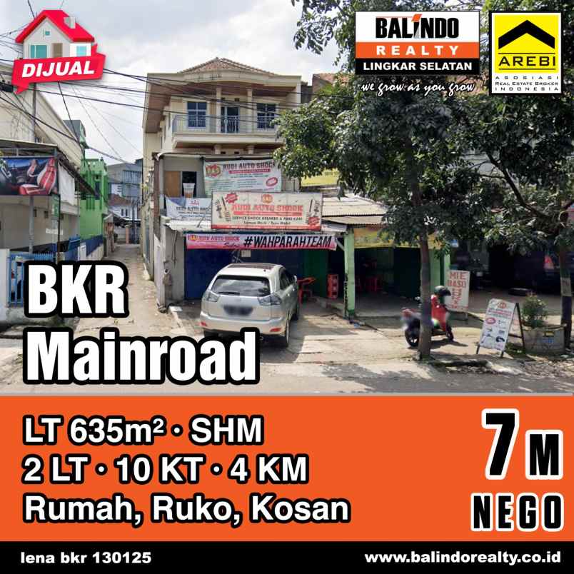 dijual rumah strategis di mainroad bkr