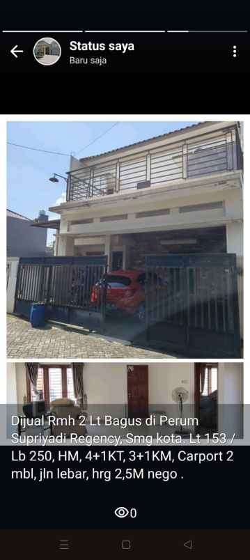 dijual rumah supriyadi regency