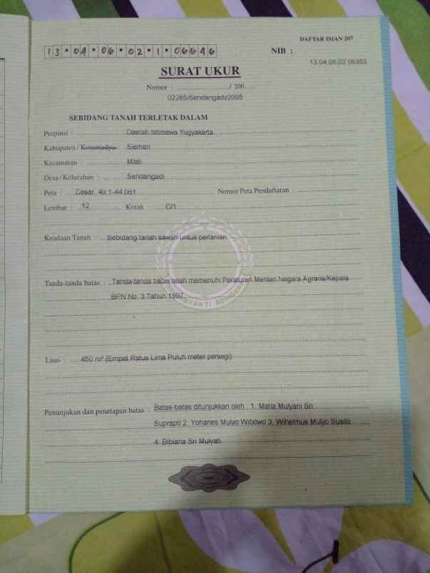 dijual tanah di sendangadi kab sleman