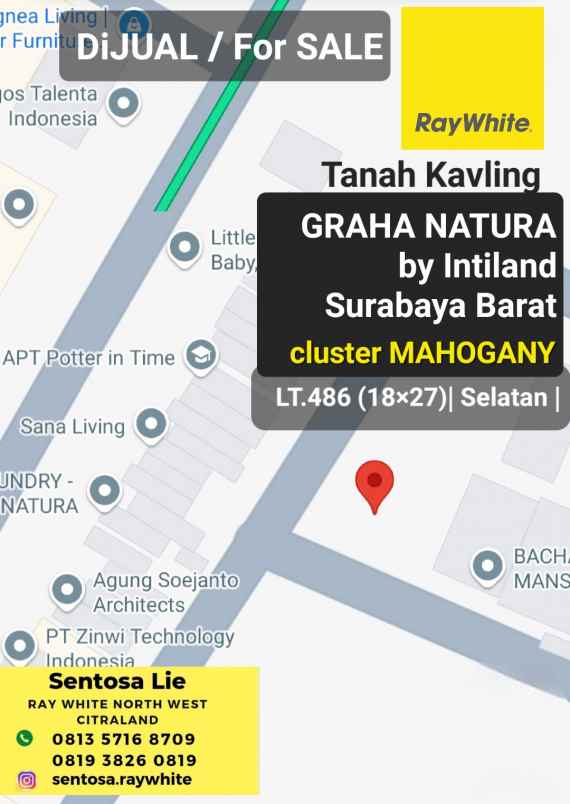 dijual tanah jalan graha natura