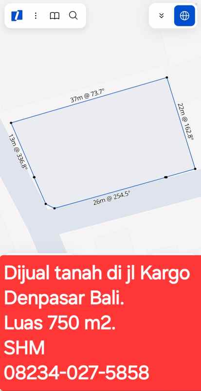 dijual tanah jalan kargo denpasar bali