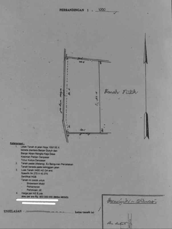 dijual tanah jl noja gatsu timur