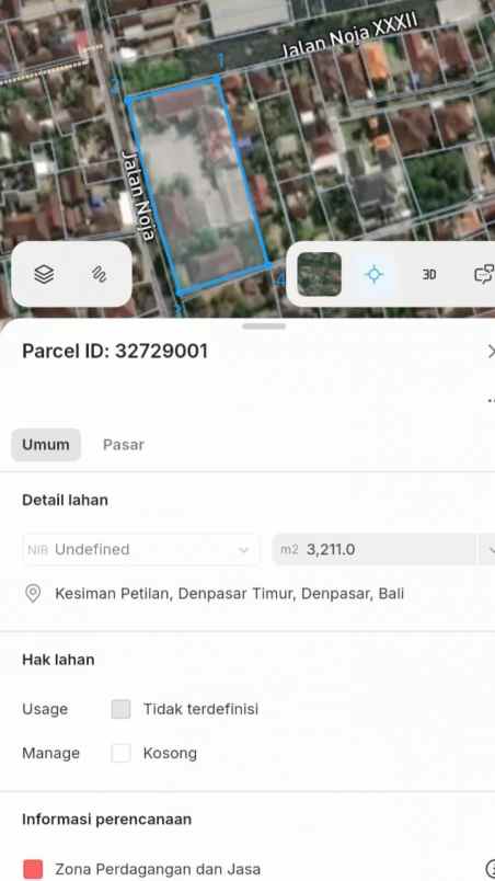 dijual tanah jl noja gatsu timur