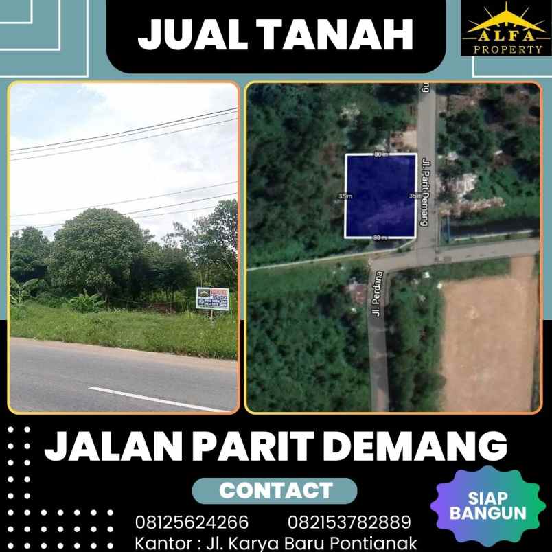 dijual tanah jl parit demang