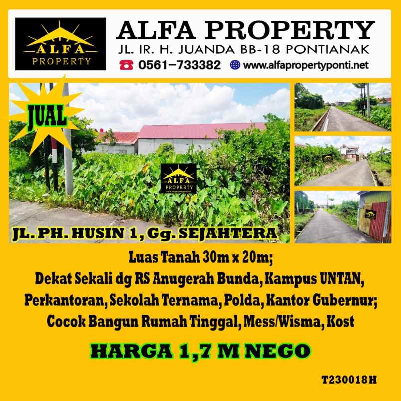 dijual tanah jl parit haji husin 1 gg