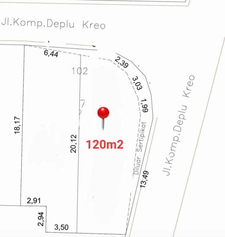 dijual tanah kreo selatan larangan