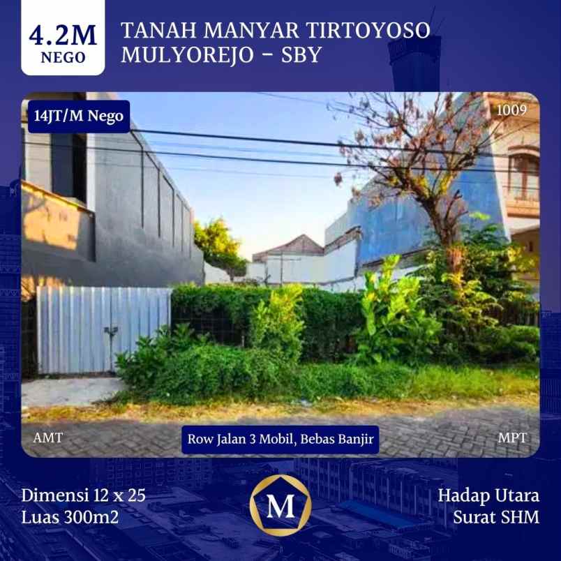 dijual tanah manyar tirtoyoso