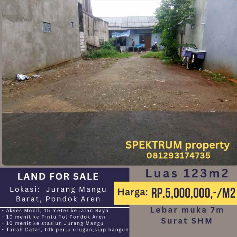 dijual tanah pondok benda pamulang