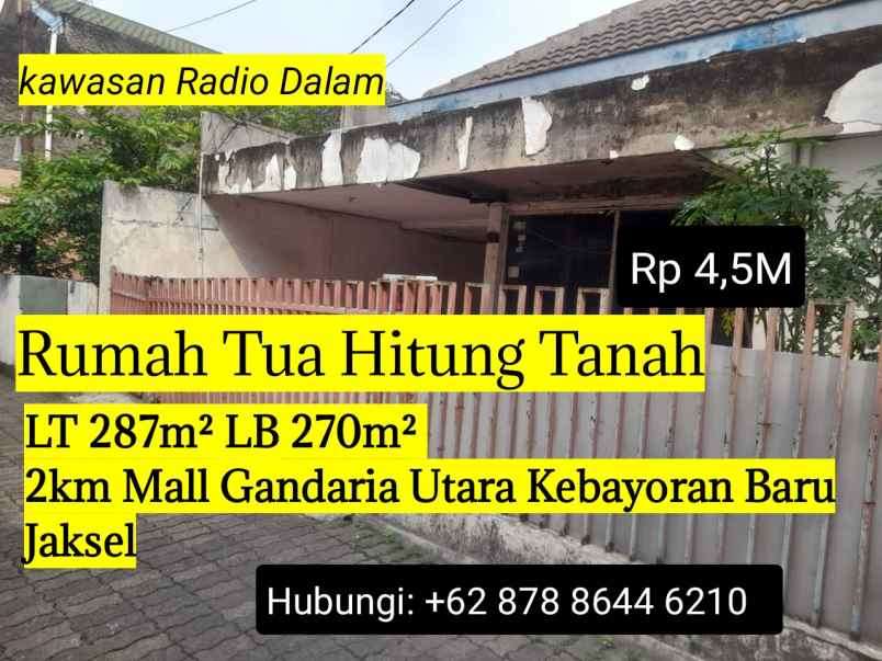 dijual tanah radio dalam jaksel