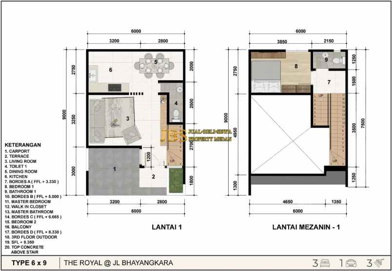 dijual villa komplek the royal jalan