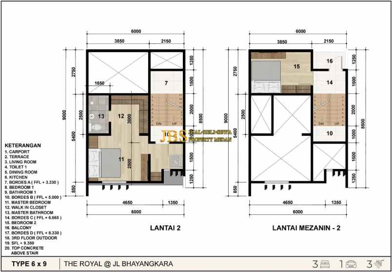 dijual villa komplek the royal jalan