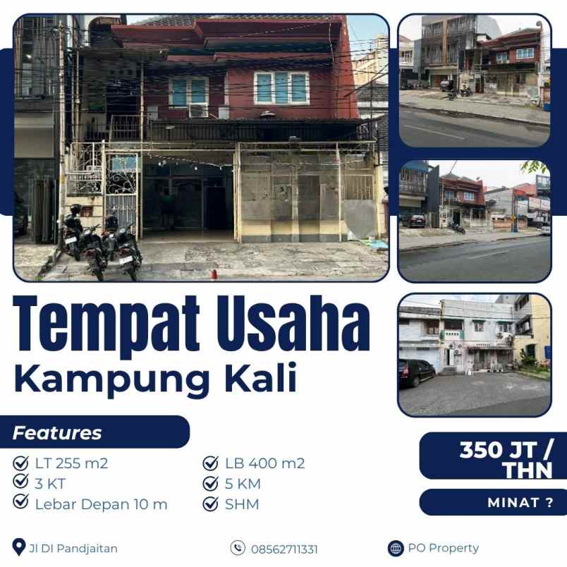 disewakan ruko gudang kantor di pandjaitan kampung kali