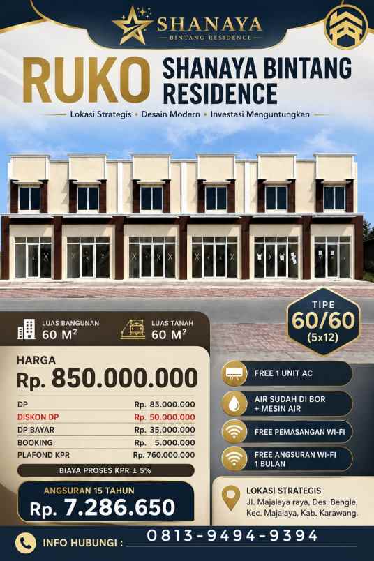 ruko 2 lantai shanaya bintang residence