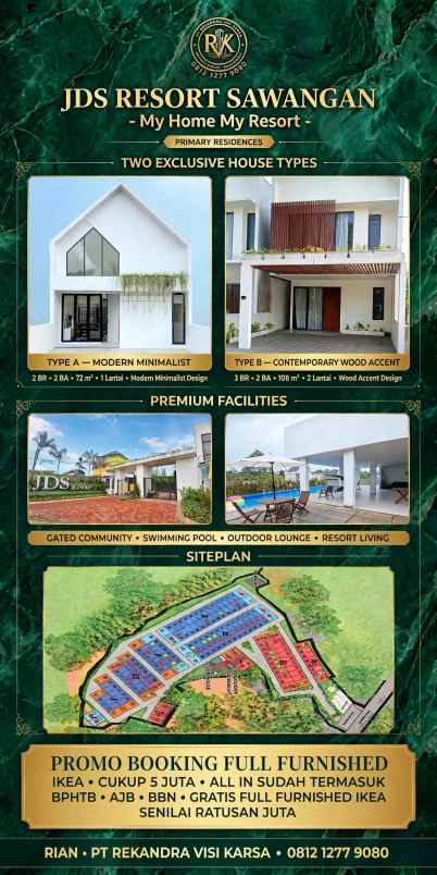 rumah 2 lantai konsep resort 5jt all in full furnished