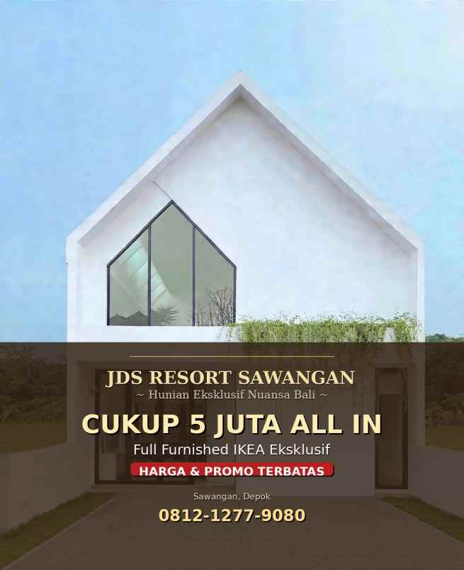 rumah 2 lantai konsep resort 5jt all in full furnished