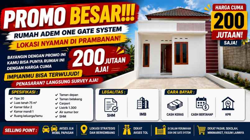 rumah minimalis one gate system di prambanan